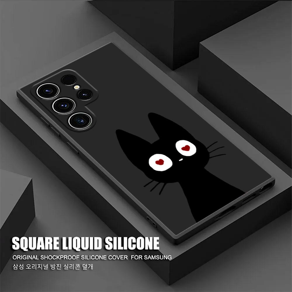 

Lustful Black Cat Love Phone Case For Samsung Galaxy S26 Ultra Cases S25 FE S24 S23 S21 Ultra S20 FE S22 S26 Plus 5G Black Cover Galaxy S20 Ultra