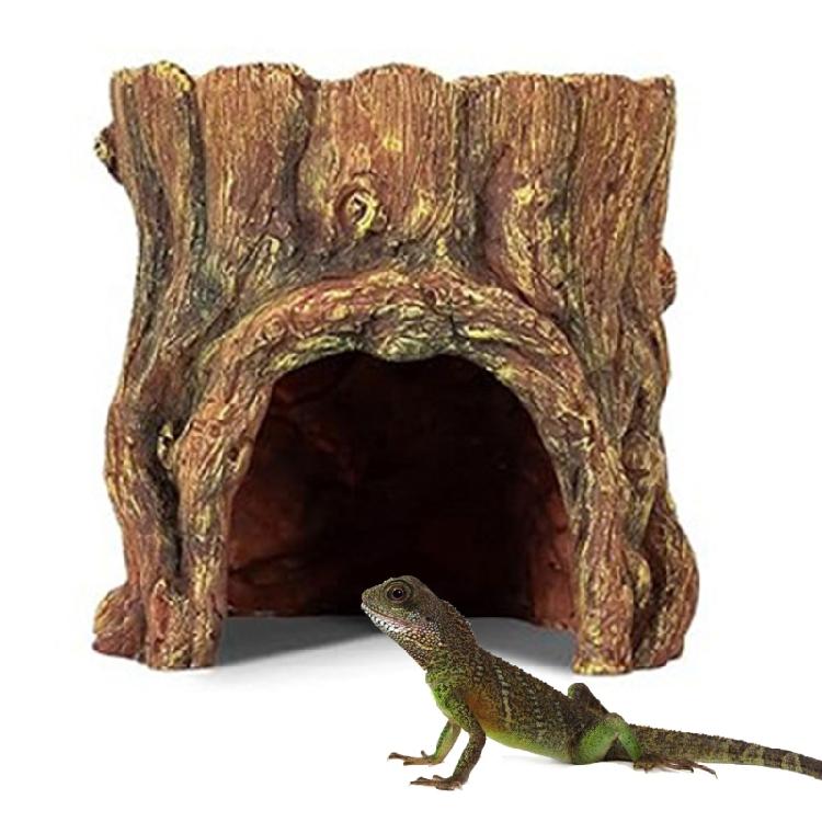 Reptiles Stump Shaped Cave Reptiles Water Dispenser Feeding Dish