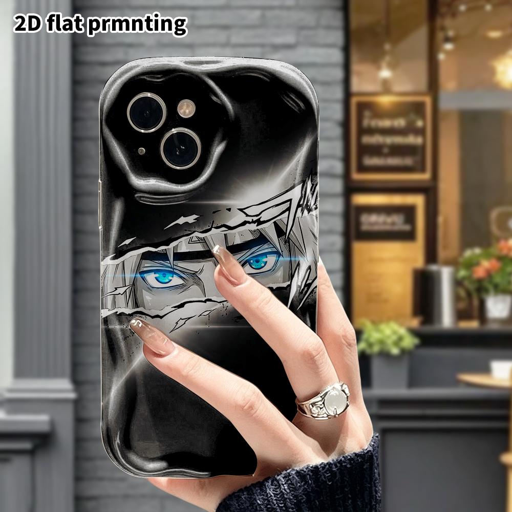 Phone Case: 2D flat, suitable for iPhone 18, 17, 16, 15, 14, 13, 12Pro protective case, blue eyes, perfect Christmas and Halloween holiday gift