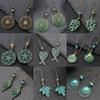 Vintage Bohemia Big Ear Hook Drop Earrings For Women Ethnic Geometric Leaf Wing Flower Hollow Round Boho Earings Antique Zircon