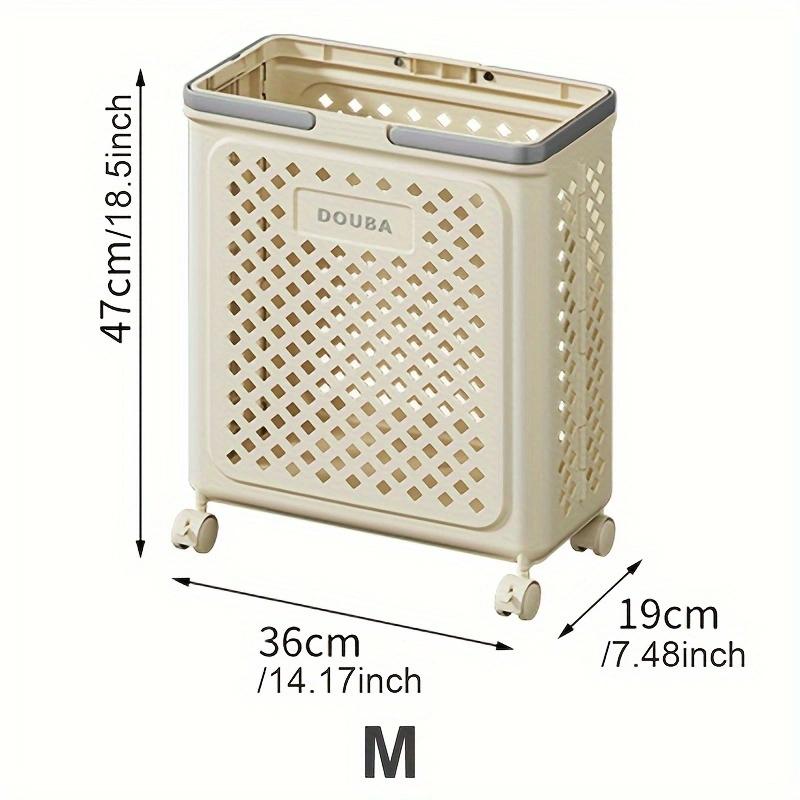 Foldable Storage Basket, Small Plastic Laundry Basket with Wheels and Handles, Space-saving Rolling Basket