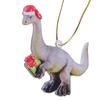 Christmas Tree Decorations Cute Dinosaur In Christmas Hat Figurine Decors Hanging Acrylic Pendant Ornaments Crafts Gift