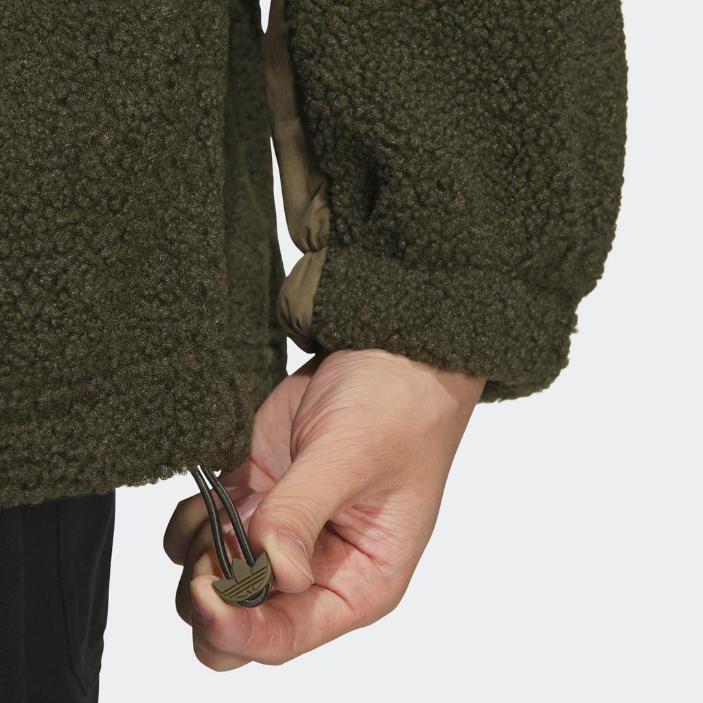 Adidas Originální bomber bunda Originals Trefoil z umělé ovčí kůže Pánské svrchní oblečení Kargo-zelená Noční obloha HY7286