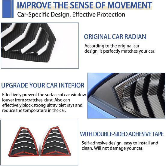 Daeiclru Rear Side Window Louvers Compatible with Subaru WRX 2022 2023 2024, Rear Side Window Louver Decorate Cover, Air Vent Scoop Shades Cover