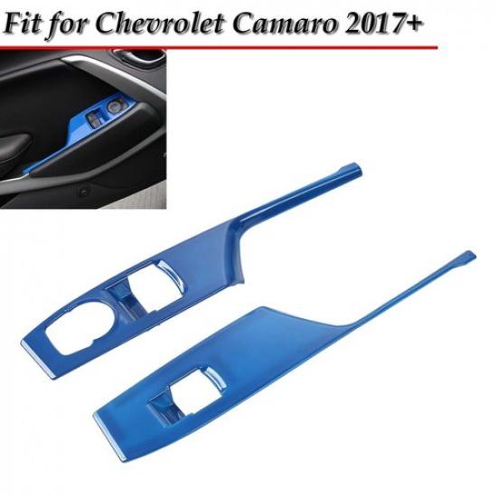 Blue For Chevrolet Camaro 2017+ Door Window Lift Button Switch Knob Cover Trim