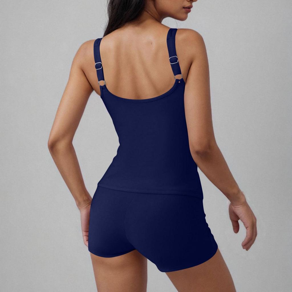 2026 Europäischer & Amerikanischer Unifarbener Geteilter Badeanzug Rock-Stil Tankini Konservative Bademode