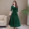 Spring and Autumn Slimming and Form-fitting Dress, Large-sized Women's Velvet Long-sleeved Dress, Long Style