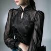 Modna bluzka w chińskim stylu slim damska odzież vintage żakardowy splot wiosna jesień nowa ażurowa elegancka koszula ze stójką