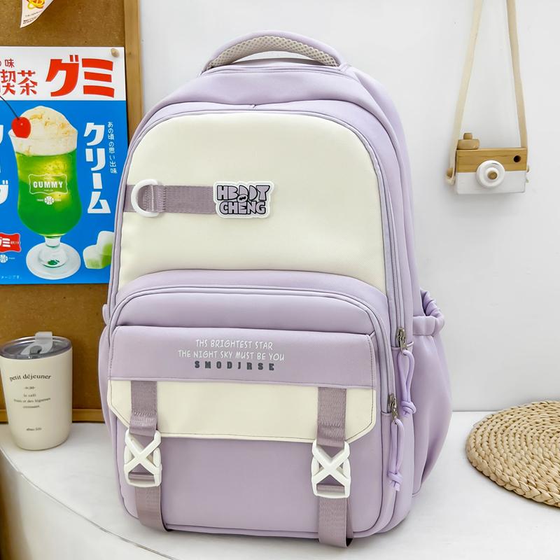 Contrast Color Backpack Campus Large Capacity Student Schoolbag