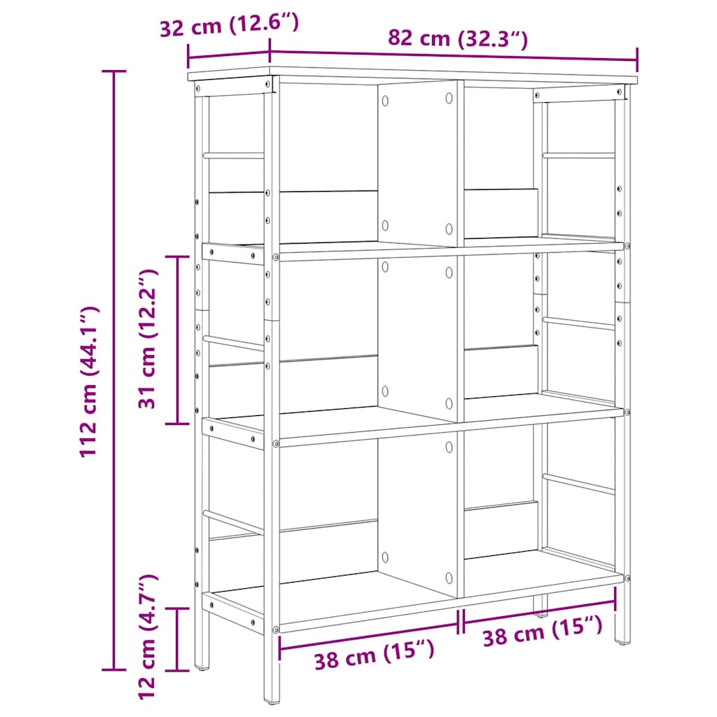 Artisan Oak Bookshelf 82 x 32 x 112 cm Engineered Wood
