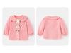2025 Girls' Korean Style Peter Pan Collar Cardigan - Fashionable Spring/Autumn Baby Outerwear Top Set