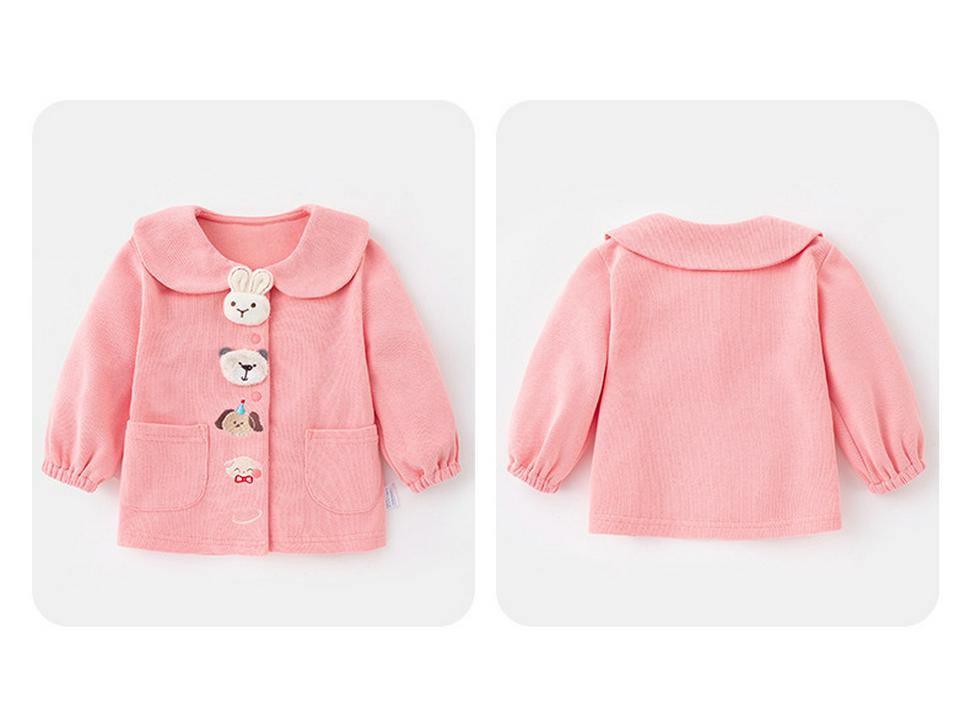 2025 Girls' Korean Style Peter Pan Collar Cardigan - Fashionable Spring/Autumn Baby Outerwear Top Set