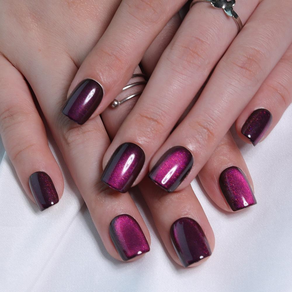 31 Colors Advanced Flash Cat Eye Short Square Press-On Nails - 30PCS Box