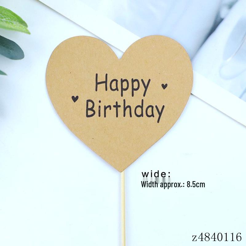 Kraft Paper Happy Birthday Cake Topper - Handwritten Decoration Insert