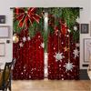 2Pcs Christmas Curtains Classical Pine Tree Snowflakes Red Green Xmas Room Suitable For Living Room Bedroom Kitchen And Bathroom