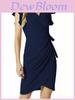 Elegant V Neck Tuck Pencil Dress With Short Sleeves For Business And Daily Wear