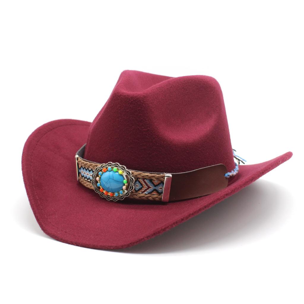 2022 Ethnischer Stil Cowboy-Zylinderhut, Gewellter Filzhut, Amerikanischer Western Outdoor Reithut, Cowboyhüte für Damen und Herren