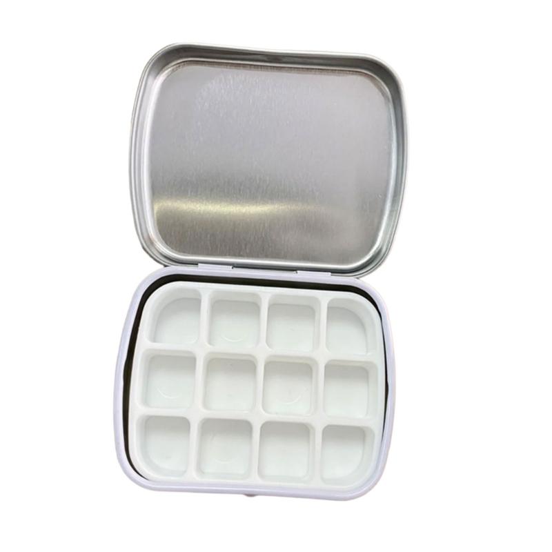 Watercolor Paint Palette Box 12 Well Travel Paint Case Paint Metal Paint Storage Box Leakproof Lid for Artist Student