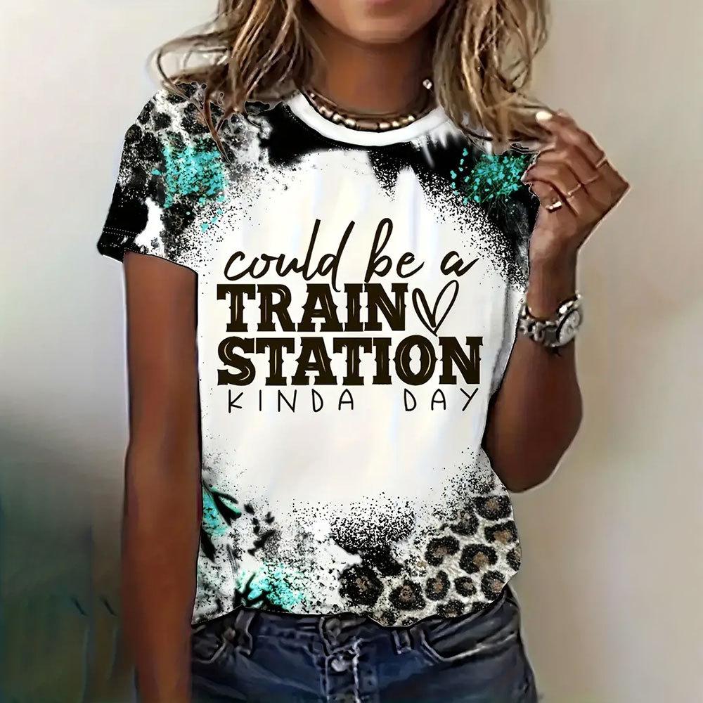 Dámské letní 3D tričko s potiskem s krátkým rukávem Harajuku oblečení Dámské ležérní tričko