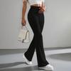 Women Solid Color Casual Pants Casual Form-fitting Flared Pants