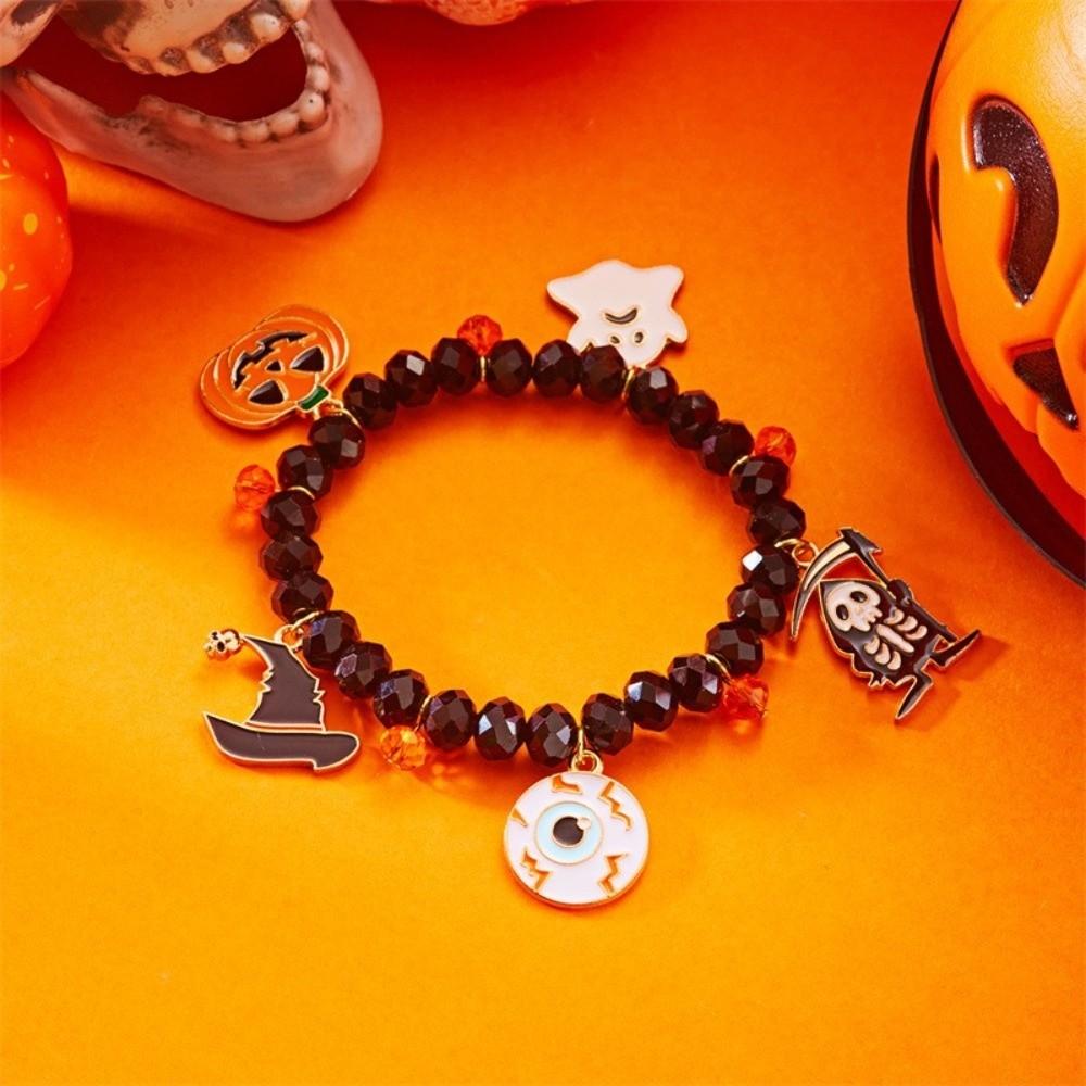 Zinc Zinc Zinc Alloy Pumpkin Pendant Bracelets Resin Crystal Beaded Bracelet Halloween Hand Chain  Gifts