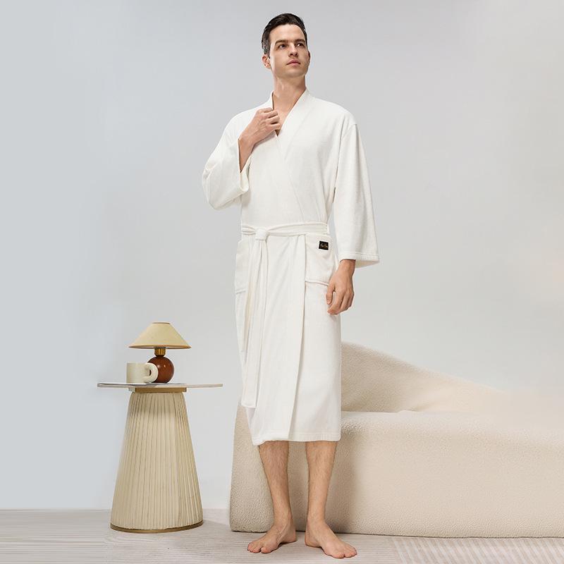 Unisex Jacquardfleece Badrock - Lång, Förtjockad, Plus Size Pyjamas för Höst & Vinter.