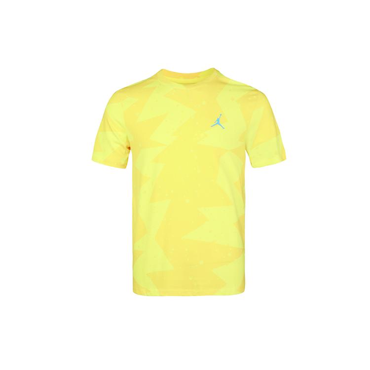 Jordan T Shirts Men s Yellow Crew Neck Moderate Straight Fit CJ6216-728 XL