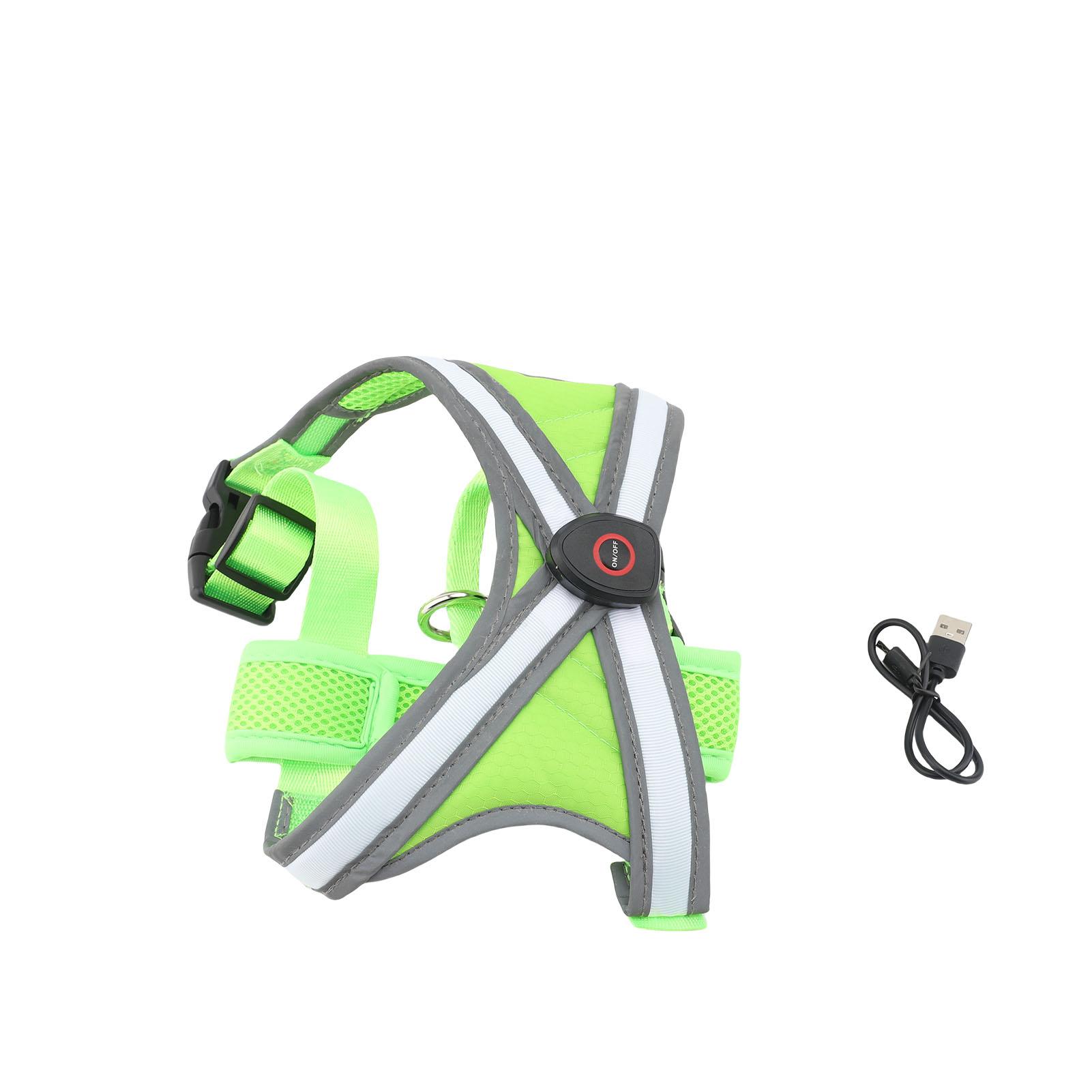 

Light Up Dog Harness Glow in The Dark USB Rechargeable Pet Harness Dog Lighted Vest for Night Walking