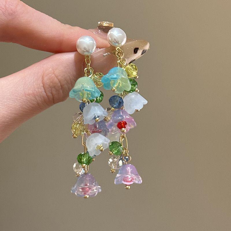 Colorful Dopamine Fabric Beaded Earrings – Women's Studs, Seaside Vacation Style, Ear Clips