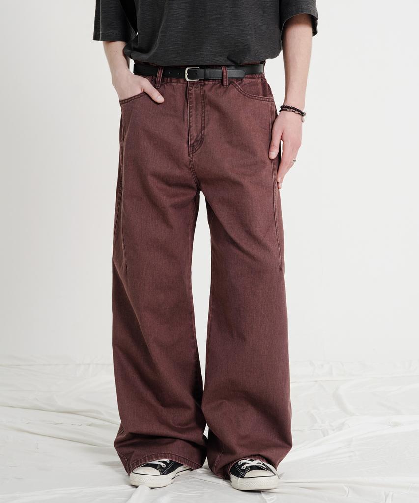 EZKATON Cos Washed Cotton Pants Burgundy Kmlp6881