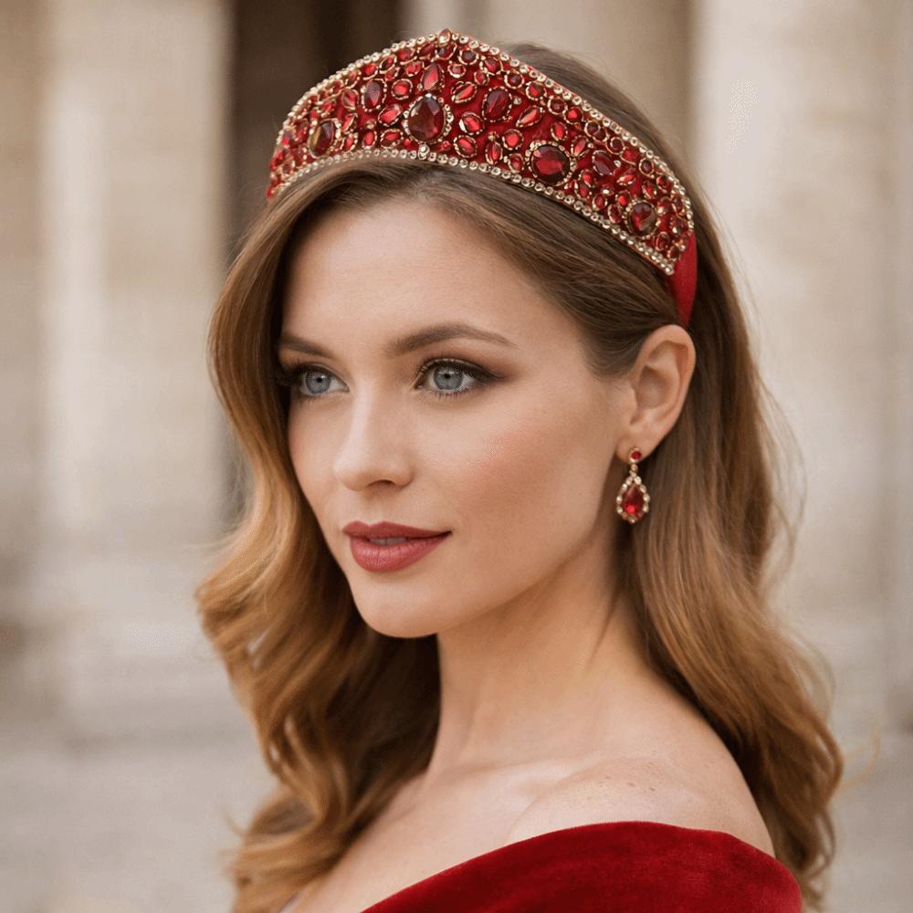 Bonbonfarbe Damen Haarreif Glänzendes Barock-Kopfschmuck Bling Bling Strass-Haarreif Hochzeit