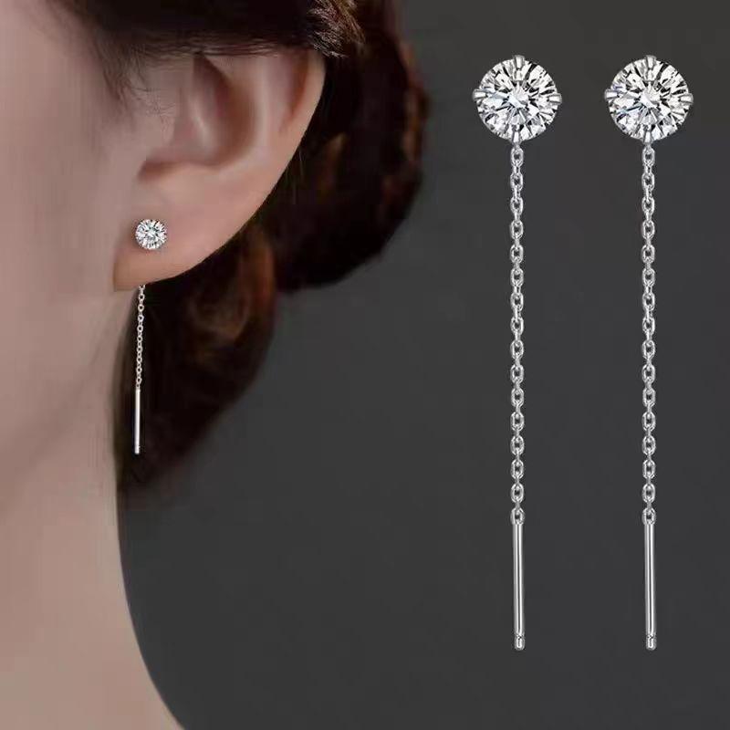 Trendy Zircon Tassel Earrings: Elegant Korean Style for Women