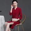 Elegant Wine Red Dress for Middle-Aged and Elderly Women - Mother of the Bride Wedding Banquet Formal Dress
