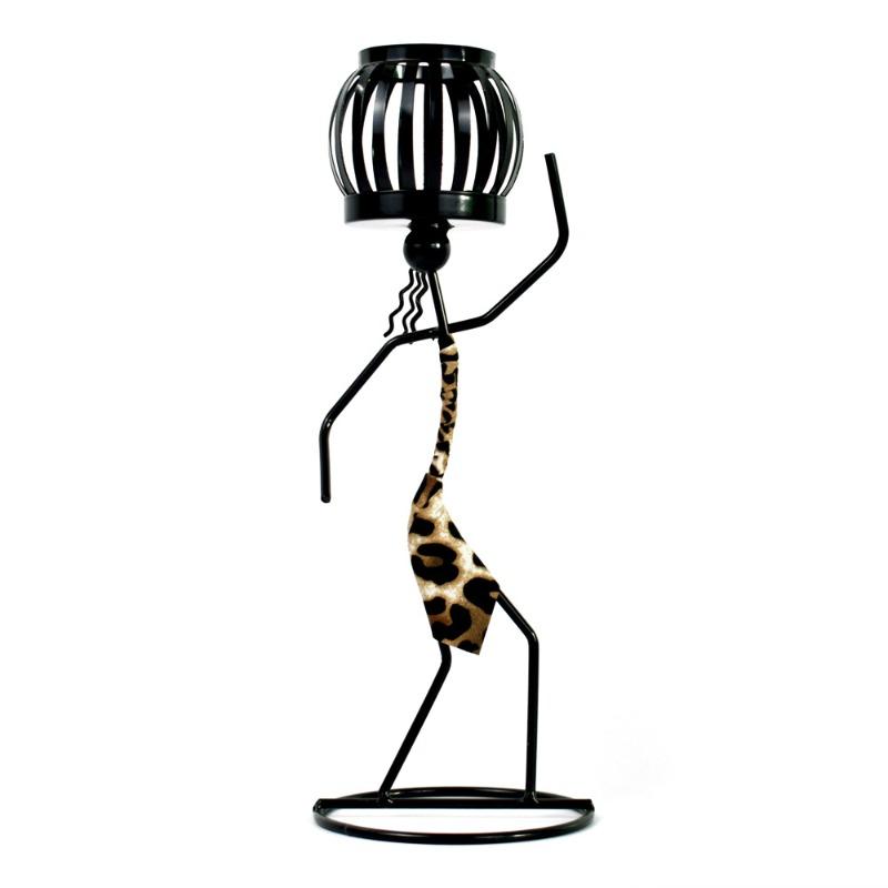 

Vintage Wrought Iron Figurine Candlestick Creative Restaurant Candle Holder Romantic Dining Table Decoration Home Ornament