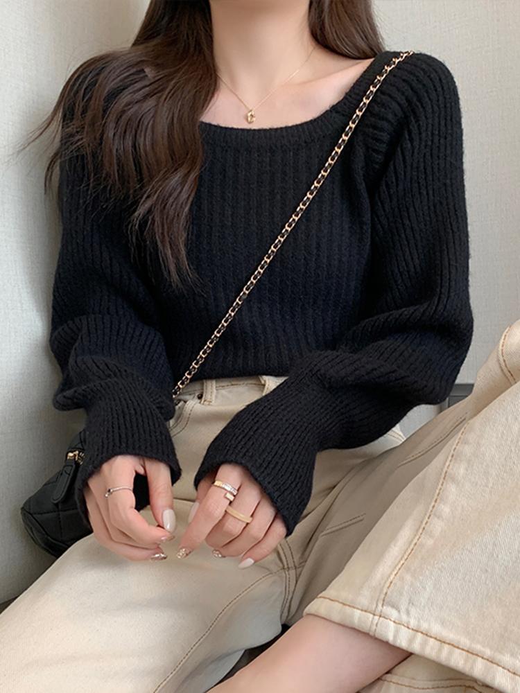 Autumn Winter Loose Women Sweaters Casual Soft Long Puff Sleeve Pullovers Jumpers Knitwear Basic Sweater For Women Tops 2026