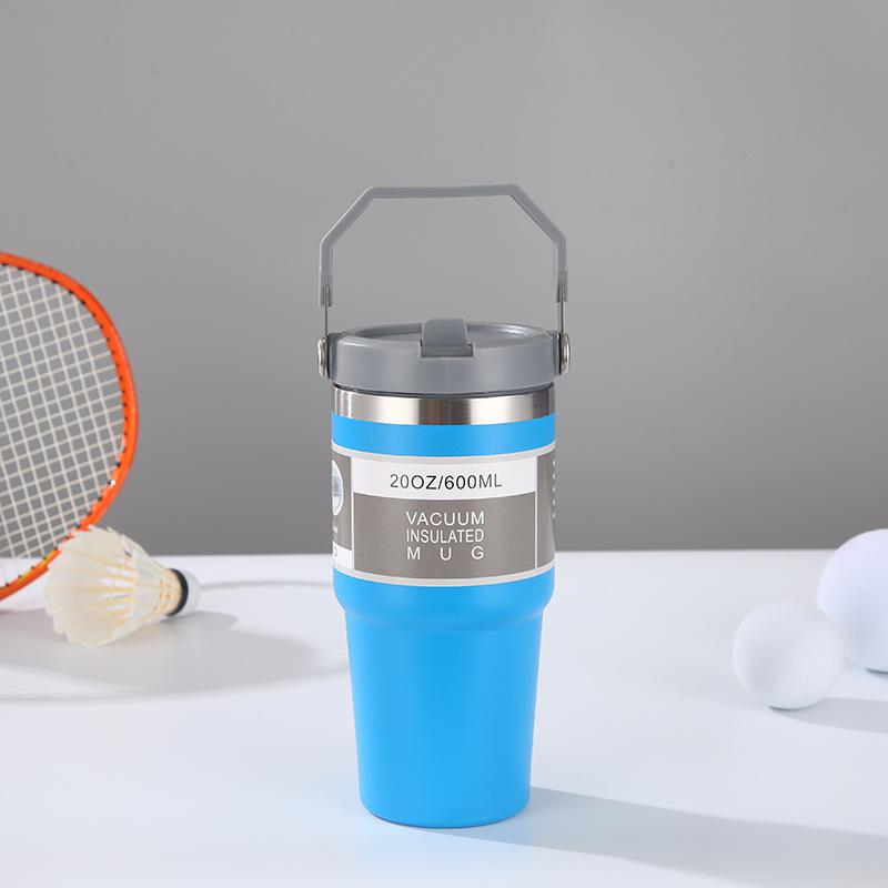 Tazza da Auto Portatile da 30 oz ad Alta Capacità, Tazza Termica in Acciaio Inossidabile con Cannuccia e Manico, Borraccia da Viaggio Sportiva, Termos