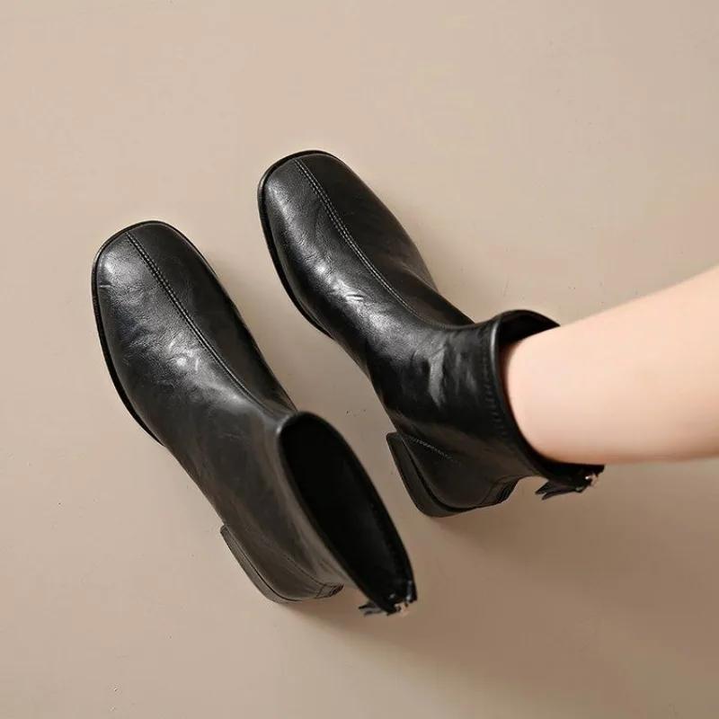 Spring 2025 Autumn Booties New In Female Short Shoes Pu Comfortable and Elegant Trend Y2k On Promotion Boot Women's Ankle Boots