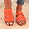 Fashion 2025 Summer New Solid Color Round Toe Open Toe Women's Slippers for Casual Wear Plus Size Fashionable Beach Sandals Flat Bottom