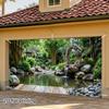 2D Curtain Banner, 1 Garage Door Banner - Japanese Zen Garden Design with Bamboo Fountain, Stone Path and Waterfall Patt