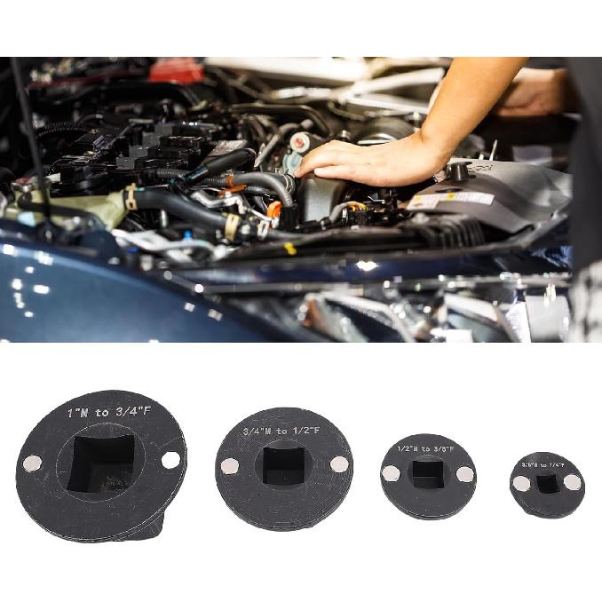 4PCS Insert Low Contour Impact Socket Adapter Set, Magnetic Socket Adapter Set, Drive Reducing 1in M-3/4in F 3/4 in M-1/2in F 1/2in M-3/8in F 3/8in