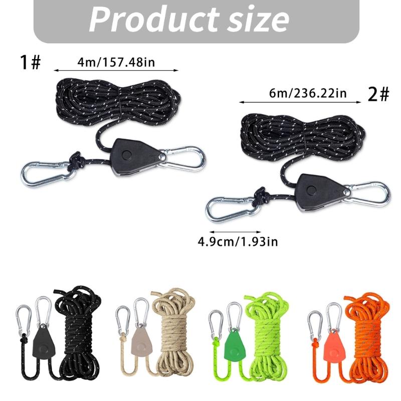 Tent Tie Downs Rope Hangers Camping Pulley Rope Adjustable Reflective Tie Downs Rope Hangers Tent Guide Rope for Outdoor