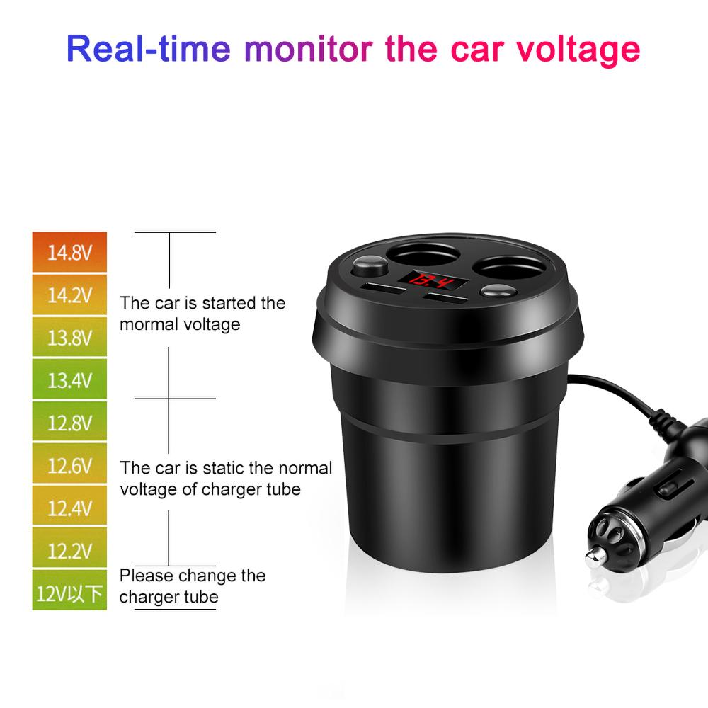 Dual USB Car Charger DC/5V 3.1A Power Socket Adapter Cigarette Lighter Splitter Charger With Voltage LED Display Car Accessories