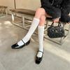 Sheepskin Version~ Xiaoxiangfeng Genuine Leather Soft-soled Mary Jane Shoes Women's Inner Height Increase Thick-soled Small Leather Shoes Shallow Mout