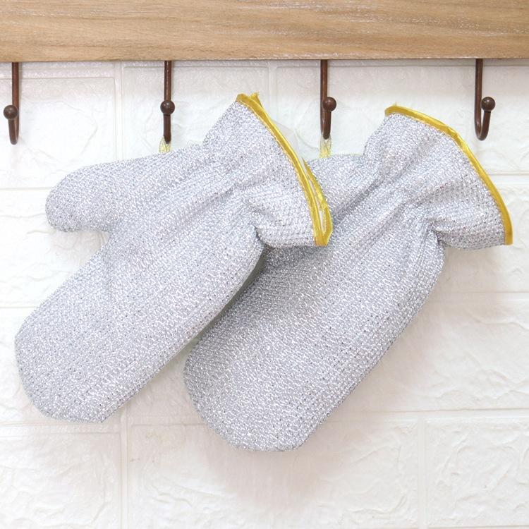 Steel Wire Dishwashing Gloves Kitchen Housework Cleaning Durable Waterproof Brush Bowl Non-Steel Wire Ball Anti-scalding Heat-insulating Brush Gloves