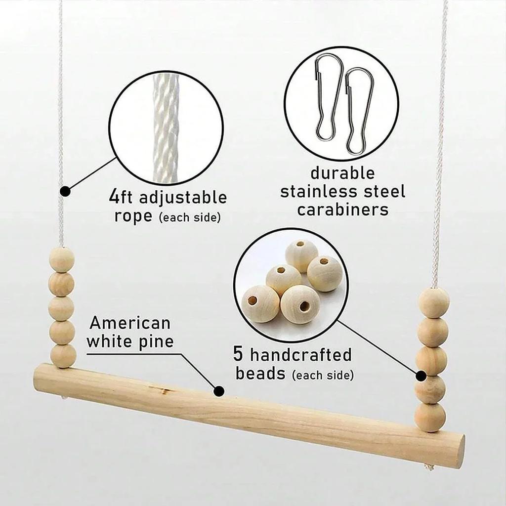 1 Stück-Papageienspielzeug Haustier Huhn Hahn Schaukelspielzeug Holzperlen Hängebrücke Schaukel Haustier Vogelspielzeug