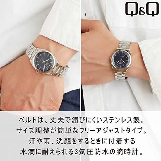Citizen QQ Wristwatch Analog Waterproof Metal Band QB78-212 Mens Navy