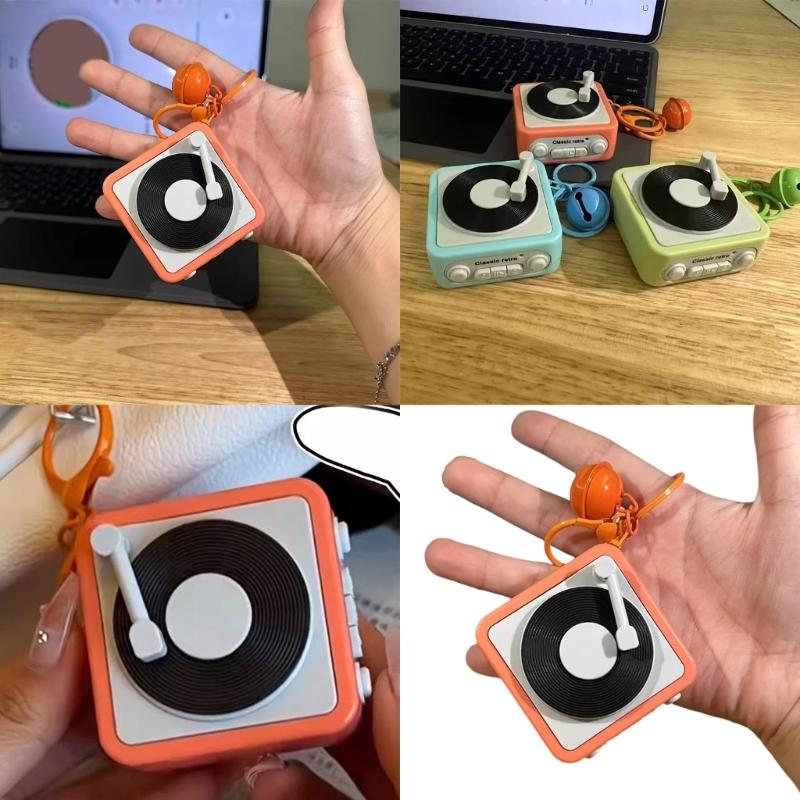 Pingente Chaveiro de Toca-Discos Vintage com Função de Gravação para Uso Decorativo e Prático Diário Casual