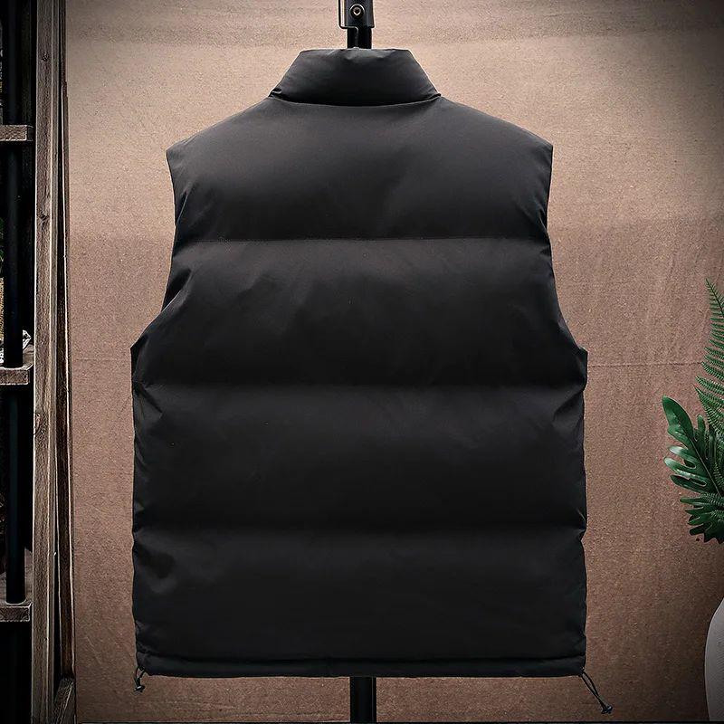 Cotton Vest Jacket Men Puffer Sleeveless Coats Mens Solid Color Jacket Winter Warm Waistcoat Outwear Windbreaker Clothing