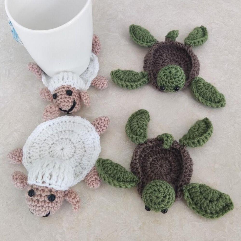 

Вязание крючком мультфильм Черепаха горка овца изоляционный коврик кухонные принадлежности шерстяной коврик для чашки чая обеденный стол