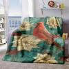 2026 New Arrivals 1pc Christmas Cardinal Bird & Floral Print Flannel Blanket - Soft Warm All-Season Throw for Sofa, Bed, Car, Office, Camping - Vintag